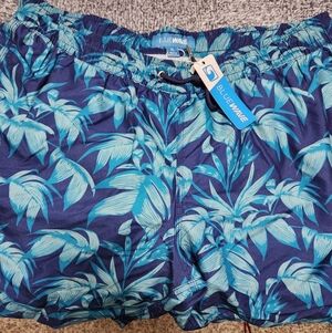 XL MENS Tropical Print SWIM Shorts - Blue